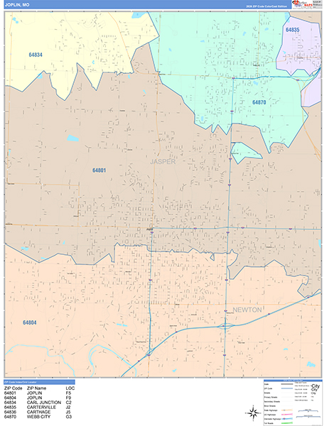 Joplin, MO Zip Code Map
