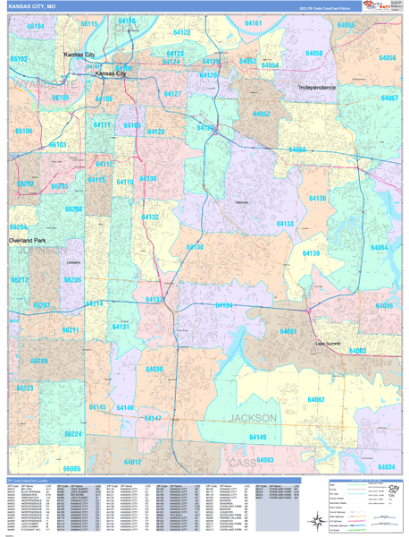 Kansas City Missouri Wall Map (Color Cast Style) by MarketMAPS - MapSales