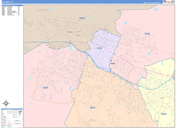 Killeen, TX Zip Code Map
