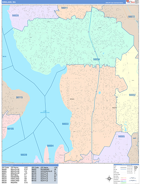 Kirkland, WA Zip Code Map