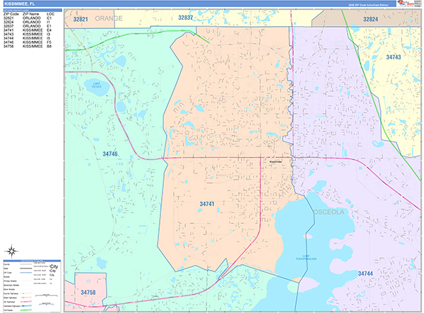 Kissimmee, FL Zip Code Map