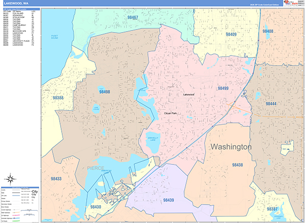 Lakewood, WA Zip Code Map