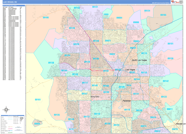 Wall Maps of Las Vegas Nevada - marketmaps.com