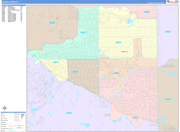 Lehigh Acres Florida Wall Map (Color Cast Style) by MarketMAPS - MapSales