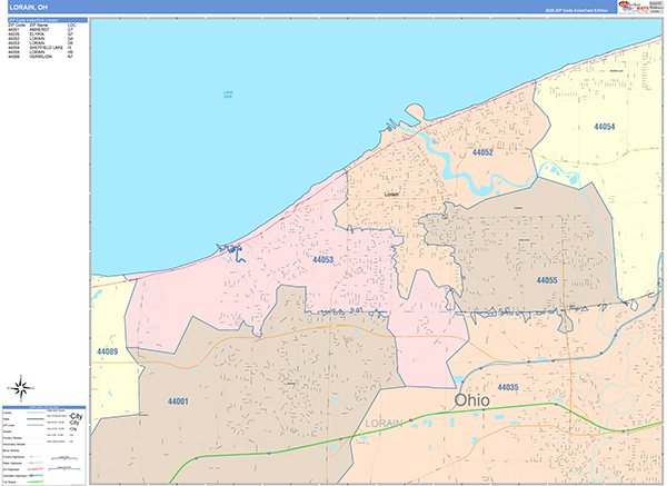 Lorain, OH Zip Code Map