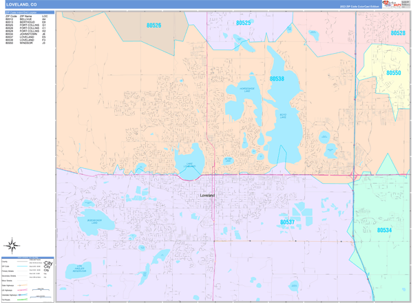 Loveland City Digital Map Color Cast Style