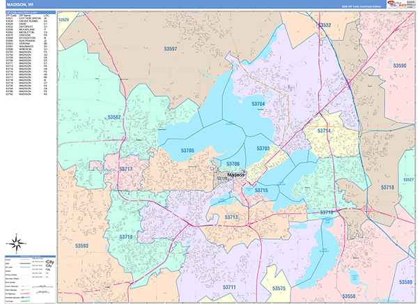 Madison, WI Zip Code Map