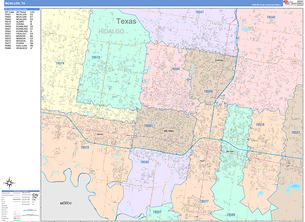 McAllen, TX Zip Code Map