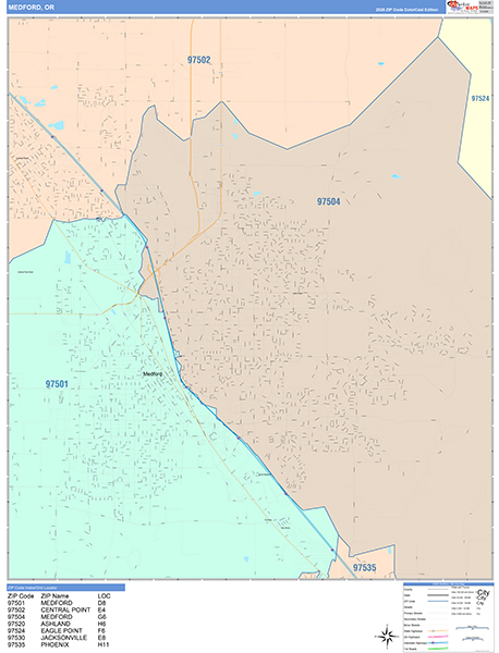 Medford, OR Zip Code Map