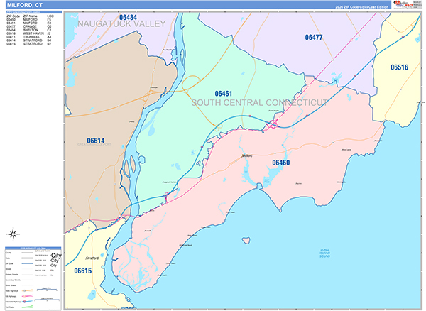 Milford, CT Zip Code Map