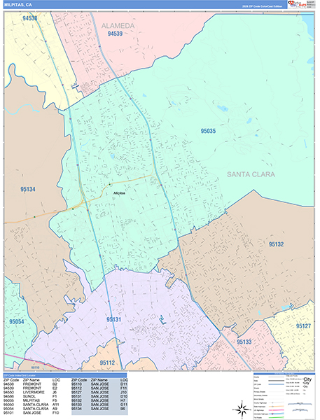 Milpitas Map Color Cast Style