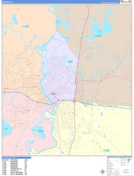 Monroe City Digital Map Color Cast Style