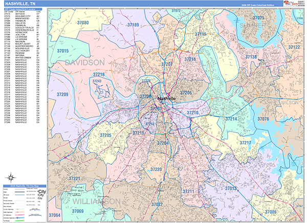 Nashville, TN Zip Code Map