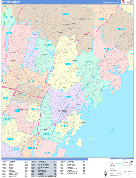 New Rochelle New York Zip Code Maps - Basic