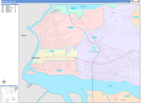 Niagara Falls New York Wall Map (Color Cast Style) by MarketMAPS - MapSales