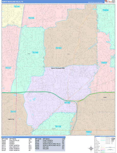 North Richland Hills Texas Wall Map (Color Cast Style) by MarketMAPS ...