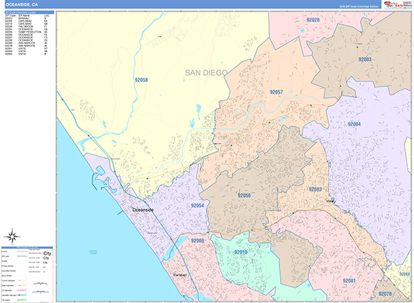 Oceanside Map Color Cast Style