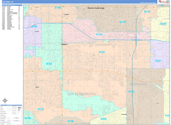 Ontario City Digital Map Color Cast Style