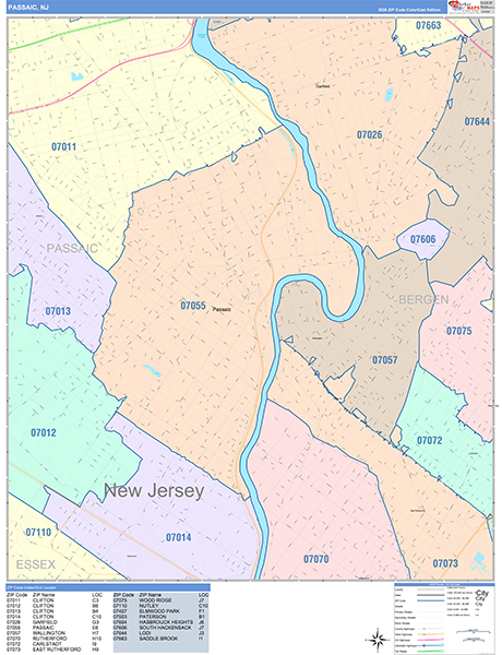 Passaic, NJ Zip Code Map