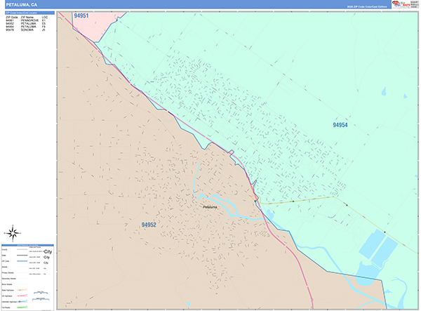 Petaluma Map Color Cast Style