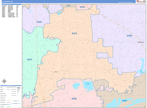 Placentia Map Color Cast Style