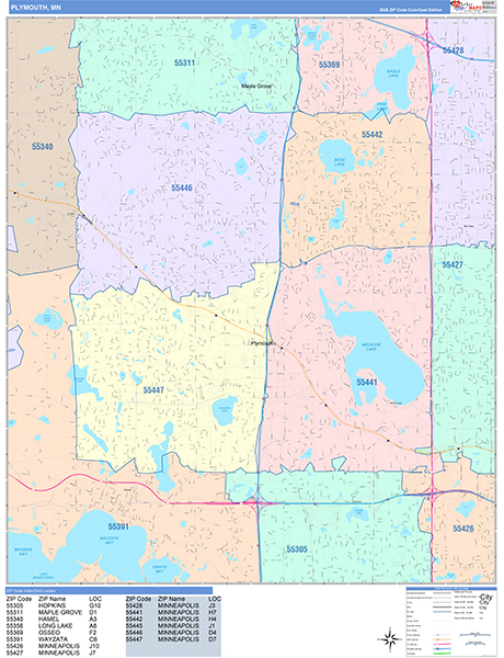 Plymouth, MN Zip Code Map