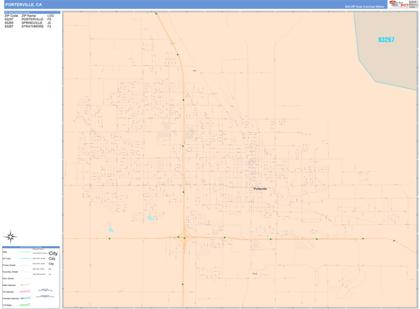 Porterville City Digital Map Color Cast Style