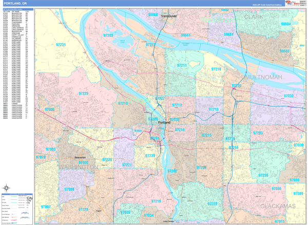 Portland City Map Book Color Cast Style