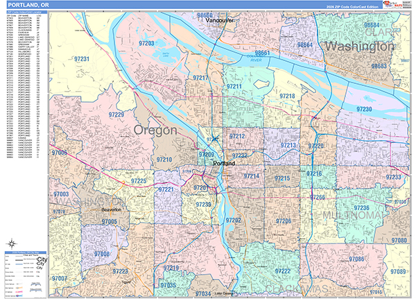 Portland, OR Zip Code Map