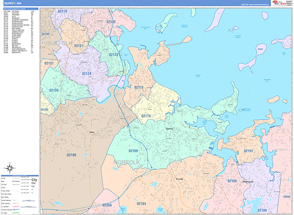 Quincy, MA Zip Code Map
