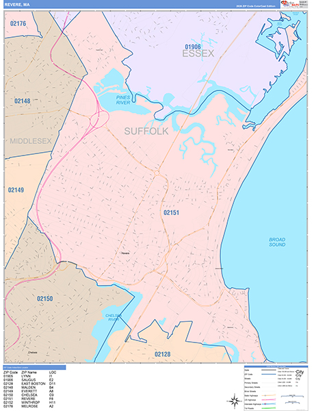 Revere City Map Book Color Cast Style