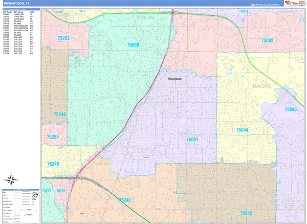Richardson City Digital Map Color Cast Style
