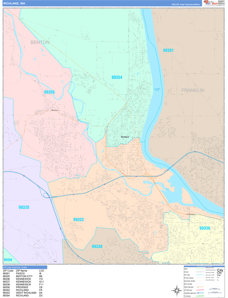 Richland City Digital Map Color Cast Style