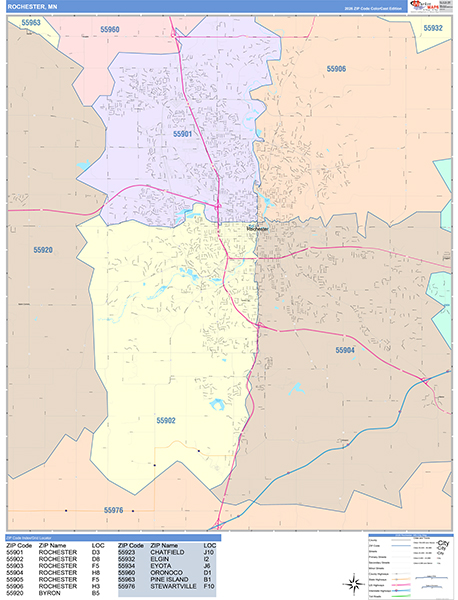 Rochester, MN Zip Code Map