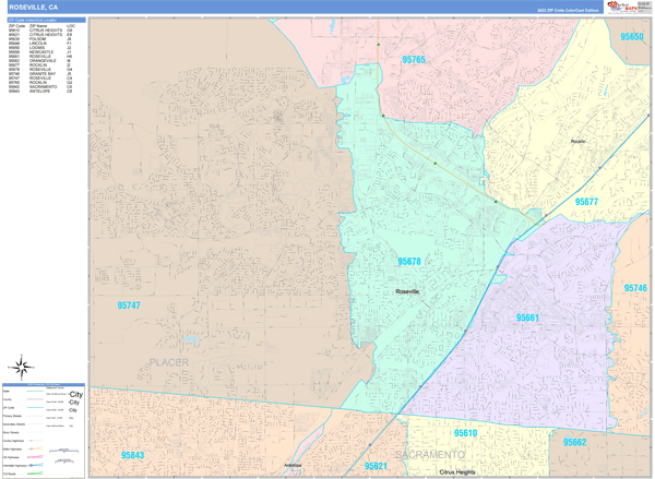 Roseville City Digital Map Color Cast Style