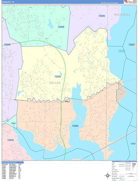 Rowlett, TX Zip Code Map