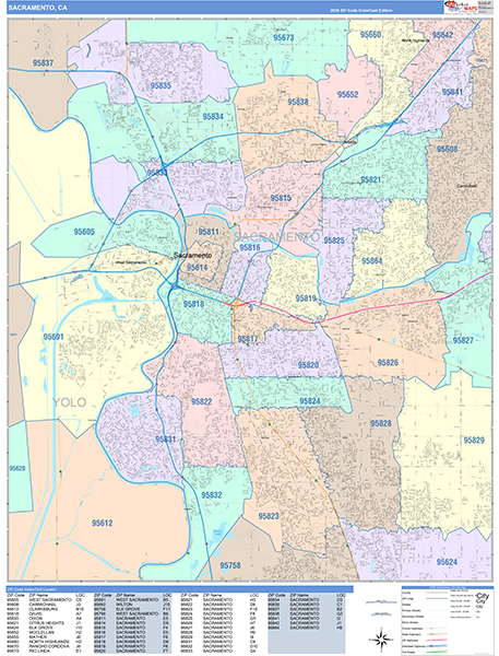 Sacramento Map Color Cast Style