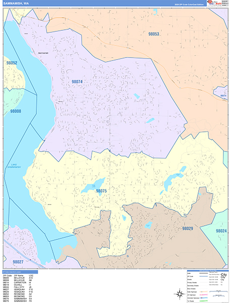 Sammamish, WA Zip Code Map