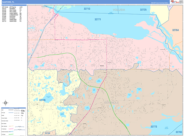 Sanford, FL Zip Code Map