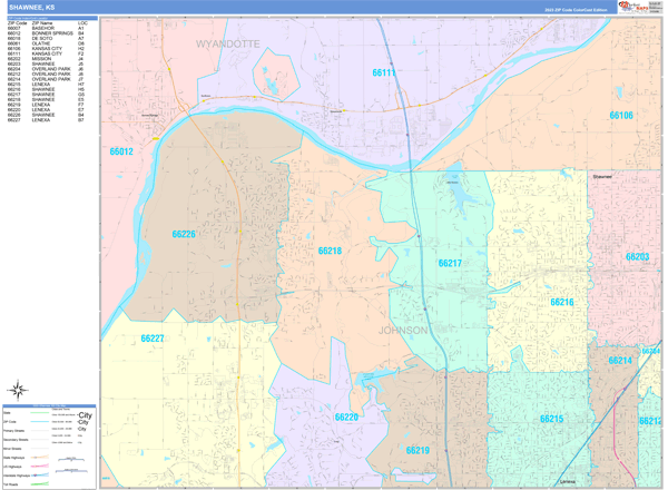 Shawnee City Digital Map Color Cast Style