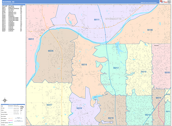 Shawnee, KS Zip Code Map