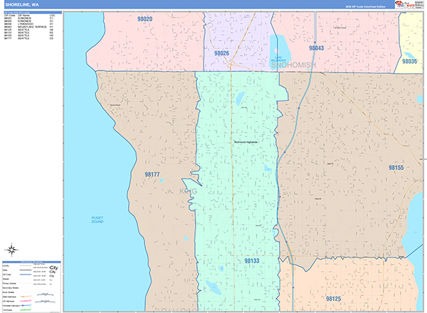 Shoreline, WA Zip Code Map