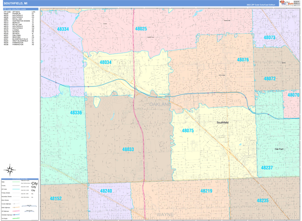 Southfield City Map Book Color Cast Style