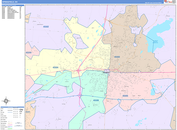 Springfield, OH Zip Code Map