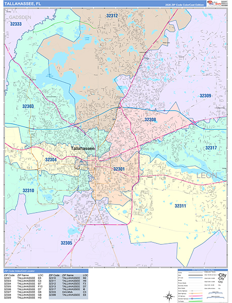 Tallahassee, FL Zip Code Map