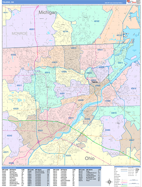 Toledo, OH Zip Code Map