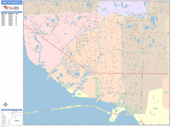 Hillsborough County, FL Wall Map Premium Style by MarketMAPS - MapSales