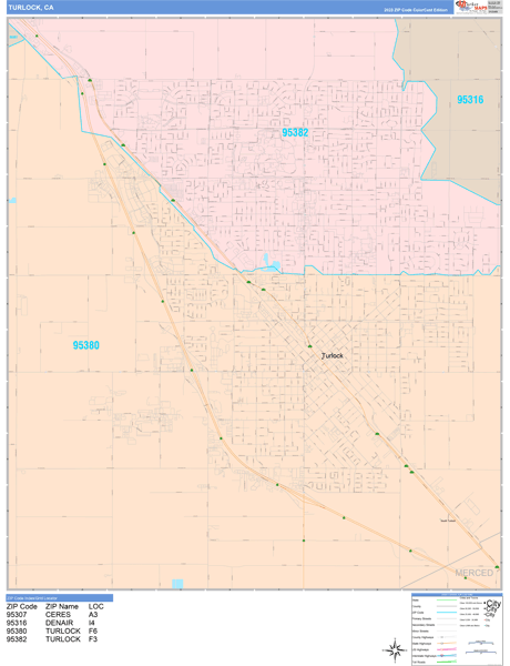 Turlock City Digital Map Color Cast Style