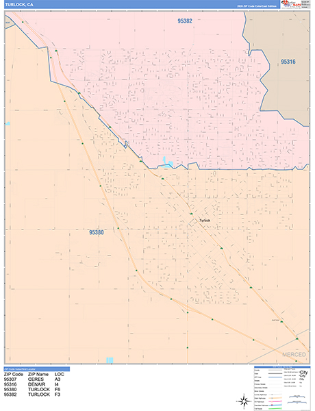 Turlock Map Color Cast Style