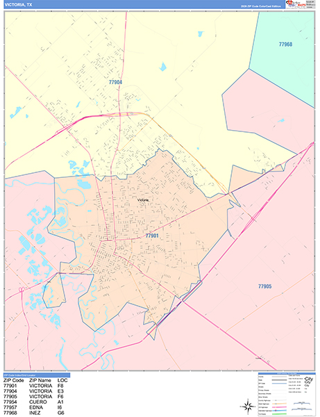 Victoria, TX Zip Code Map